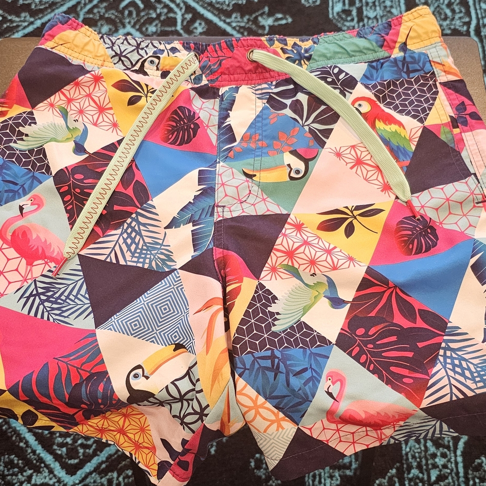 Colorful Tropical Print Swim Shorts